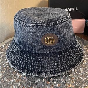 Gucci Denim Bucket Hat, New, With Dust Bag